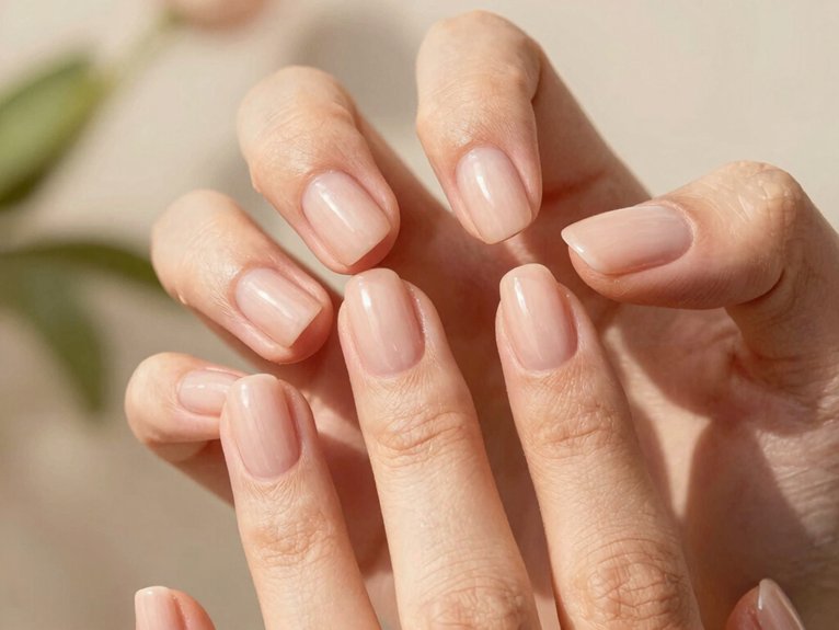 milky peach fuzz glow nails