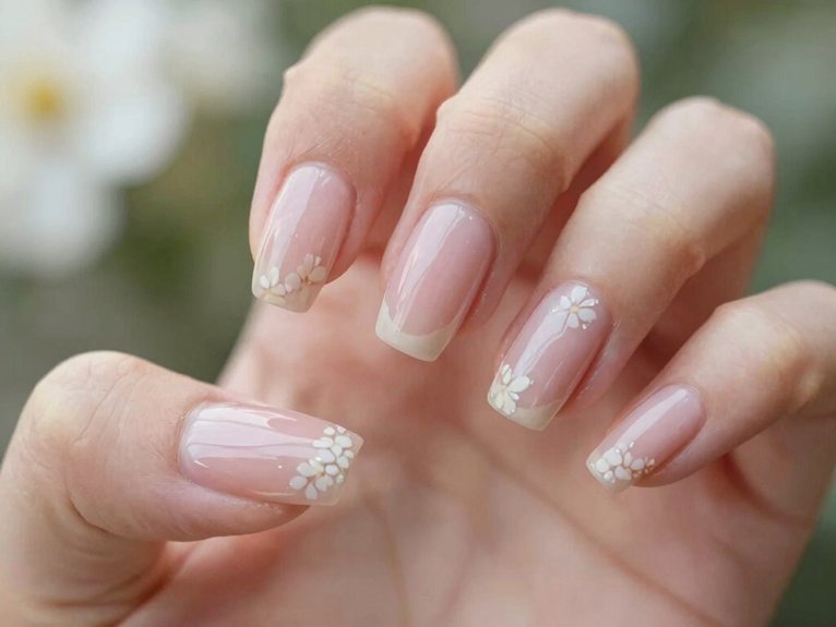 Solid Color Spring Nails That Look Clean and Chic 34 minimal daisies with milky base