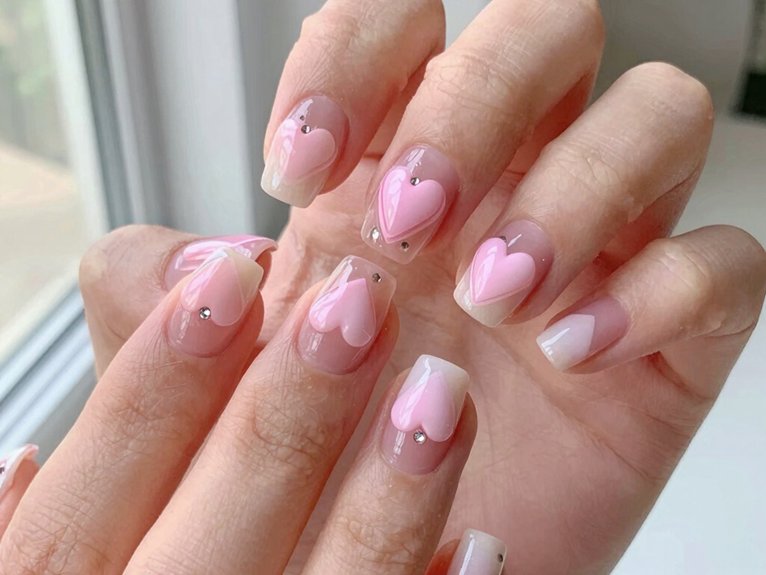 Heart Nail Designs That Look Cute and Trendy 1 minimalist tiny red heart nails