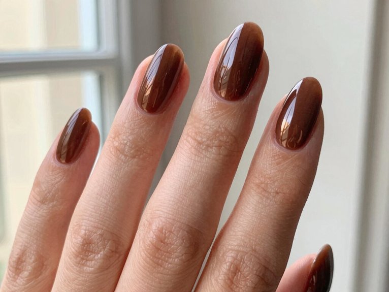 April Nails That Feel Fresh and On-Trend 8 mocha latte mirror chrome nails