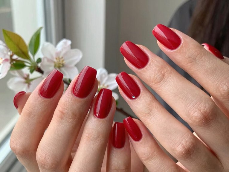 Fresh Ways to Style Red Nails for Spring 2 modern chrome cherry nail glow