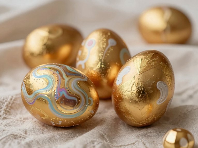 Egg Painting Ideas That Are Creative and Fun 7 modern gold glam easter eggs