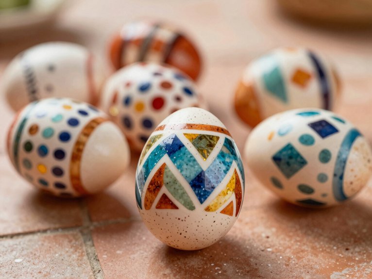 Egg Painting Ideas That Are Creative and Fun 10 moroccan swirl terrazzo splatter