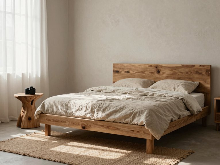 13 Modern Wabi-Sabi Bedroom Ideas for a Calm and Natural Space 4 natural raw wood comfort