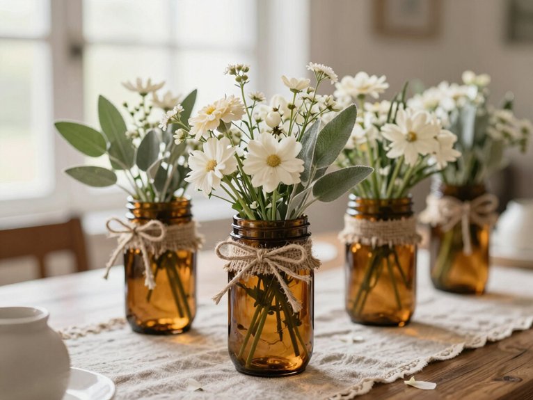 Mason Jar Centerpieces That Look Rustic and Elegant 3 neutral base rustic accent tones