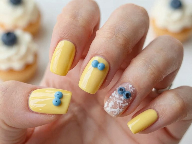Yellow Blueberry Nails That Feel Playful and Unique 25 off white blueberry cake nails