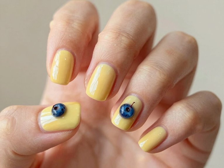 Yellow Blueberry Nails That Feel Playful and Unique 9 one berry per nail