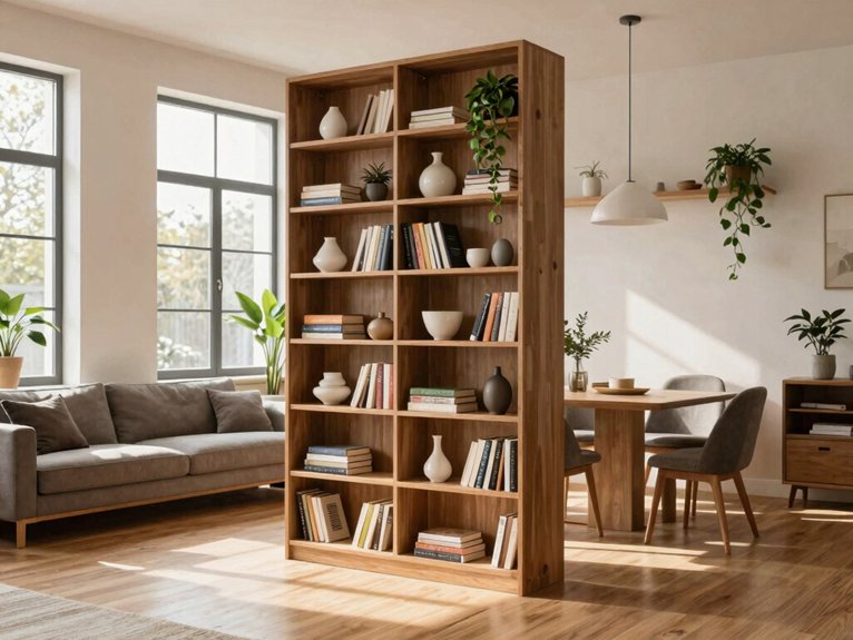 open backed divider bookcase setup