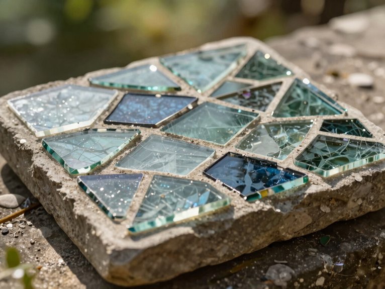 Broken Glass Crafts That Turn Pieces Into Art 7 outdoor mosaic stepping stones epoxy