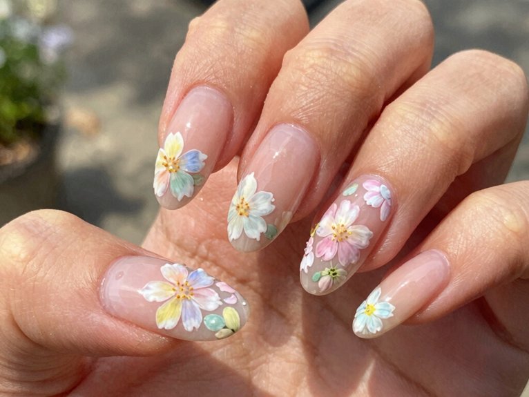 April Nails That Feel Fresh and On-Trend 21 pastel floral april nails