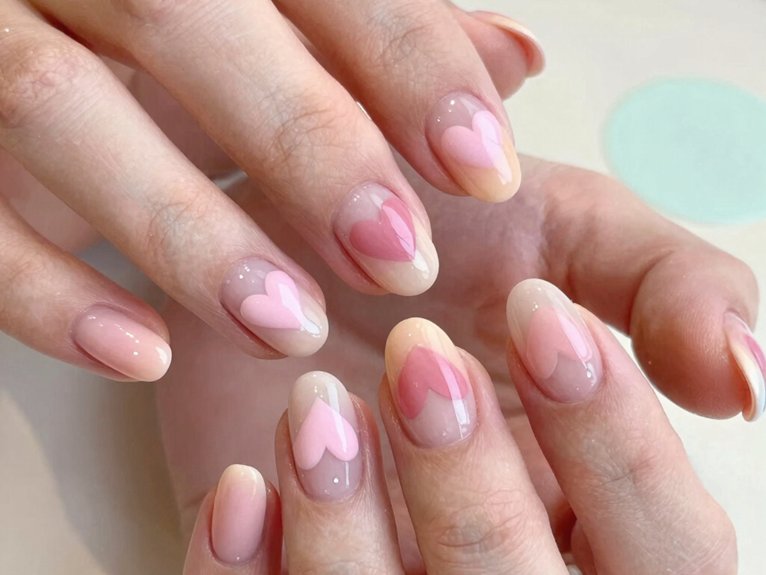 Heart Nail Designs That Look Cute and Trendy 13 pastel heart tip nails