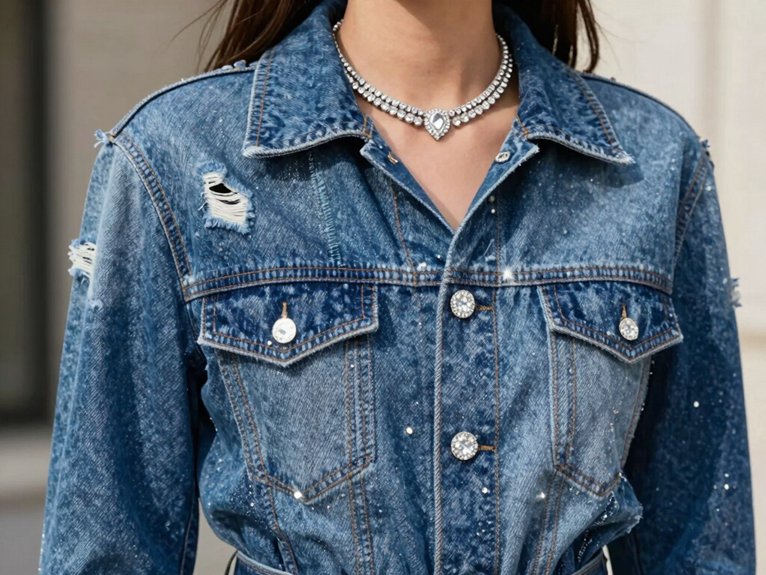Denim and Diamonds Party Outfit Ideas That Shine 9 patchwork blues with jewel restraint
