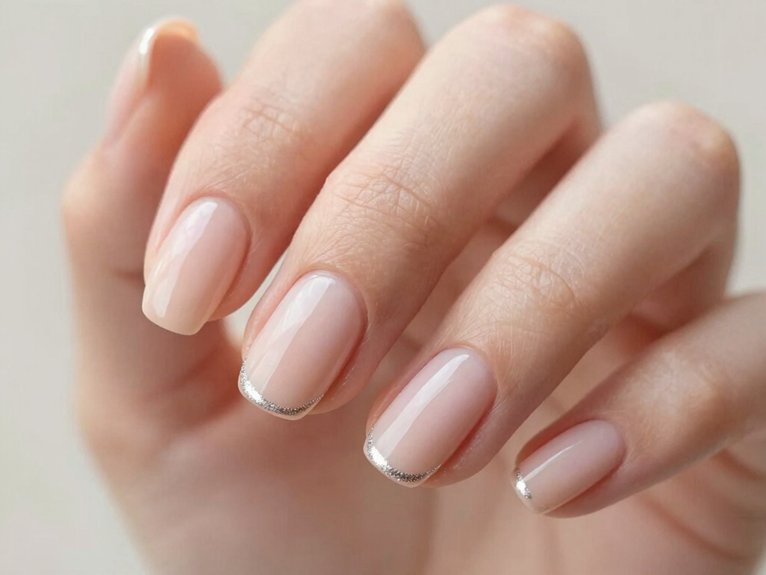 Neutral Spring Nails That Always Look Effortlessly Elegant 5 peach chrome glazed short nails