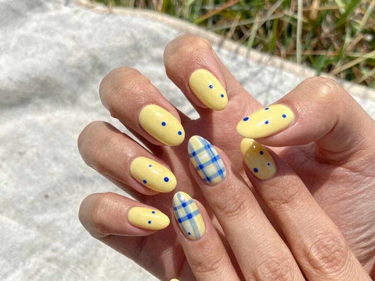Yellow Blueberry Nails That Feel Playful and Unique 30 plaid on yellow blueberry nails