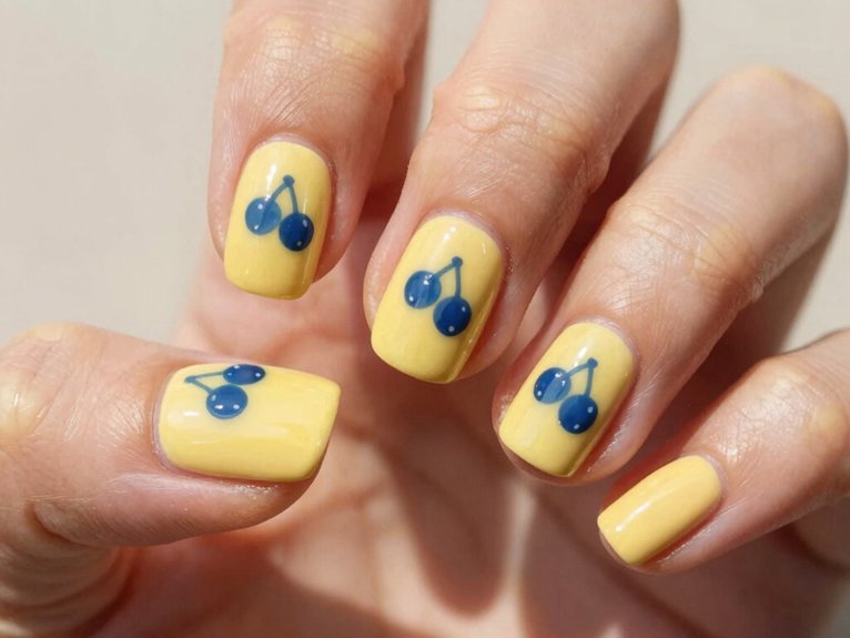 Yellow Blueberry Nails That Feel Fun and Unexpected 1 playful yellow blueberry nail art