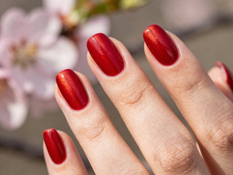 Spring Nails in Red That Look Bold Yet Seasonal 30 polished classic red matching tips