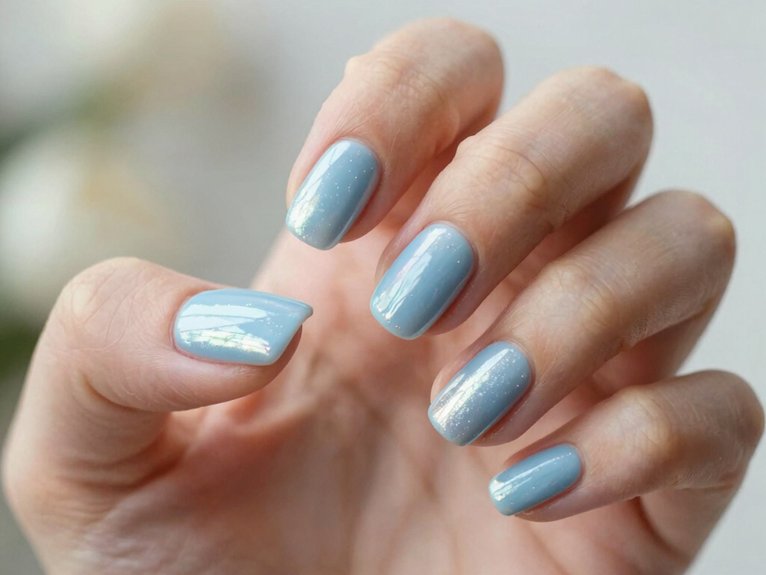 April Nails That Feel Fresh and On-Trend 9 powder blue chrome shiny tips