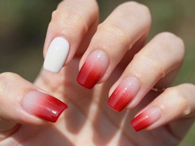 Spring Nails in Red That Look Bold Yet Seasonal 10 red and white two tone swirl
