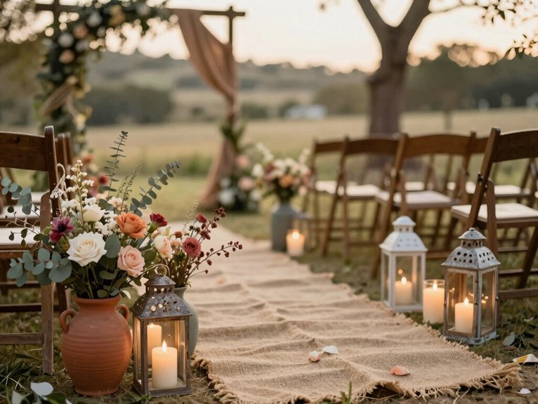 Rustic Wedding Decor Ideas That Feel Warm and Romantic 15 romantic aisle lanterns and twinkle lights
