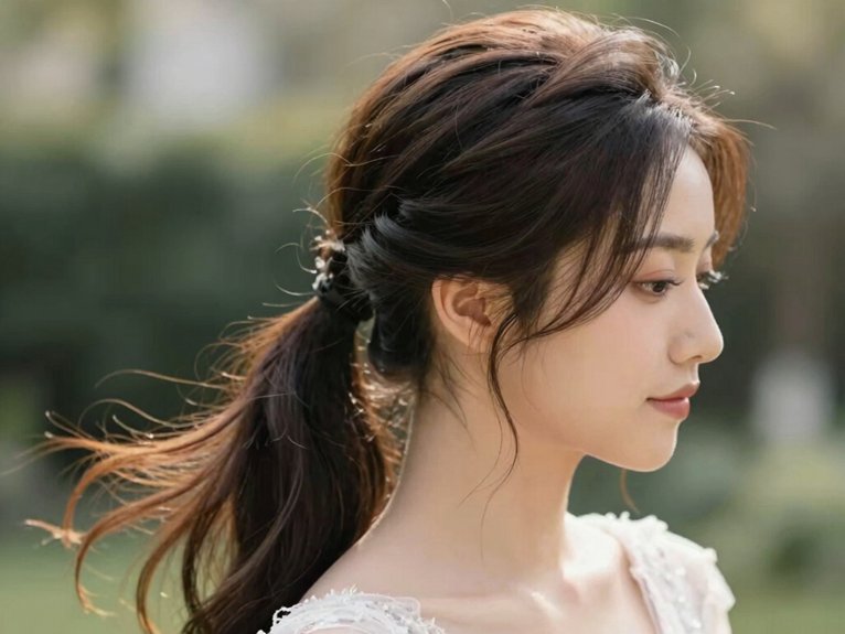 Wedding Guest Hairstyles That Look Elegant and Effortless 6 romantic center part sleek ponytail