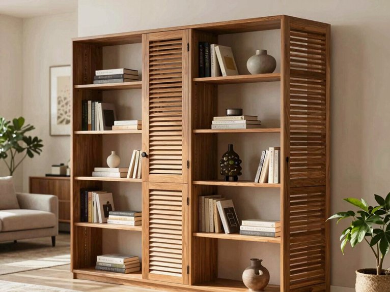 rustic adjustable louvered room divider