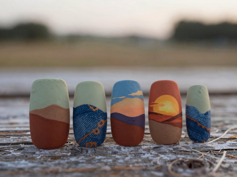 Country Concert Nails That Feel Bold and Fun 16 rustic western matte landscape