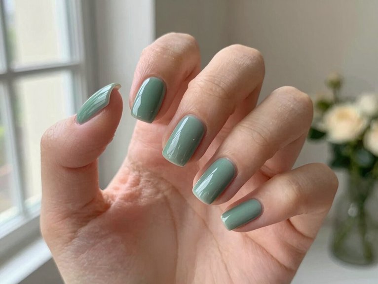 sage green clean girl spring nails