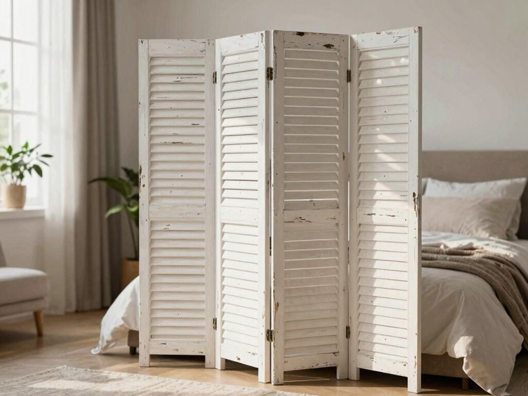 10 Cheap DIY Room Divider Ideas for Bedrooms 5 salvaged shutters turned screen