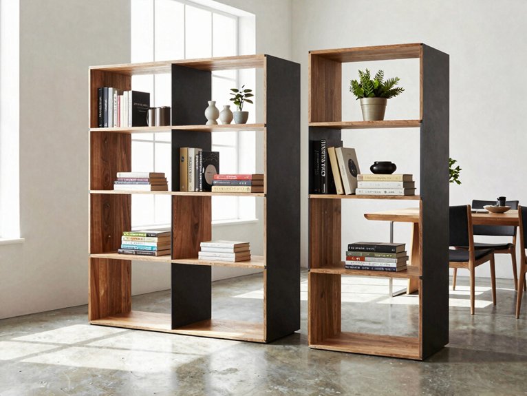 sculptural open backed geometric shelving