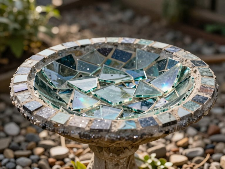 Broken Glass Crafts That Turn Pieces Into Art 9 shallow concrete bowl drain base