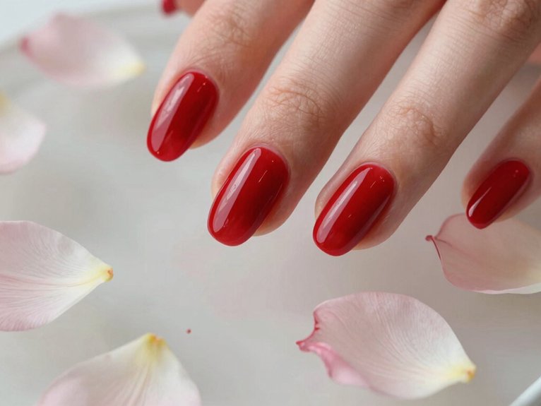 Red Spring Nails That Feel Fresh Not Heavy 11 sheer base abstract red petals