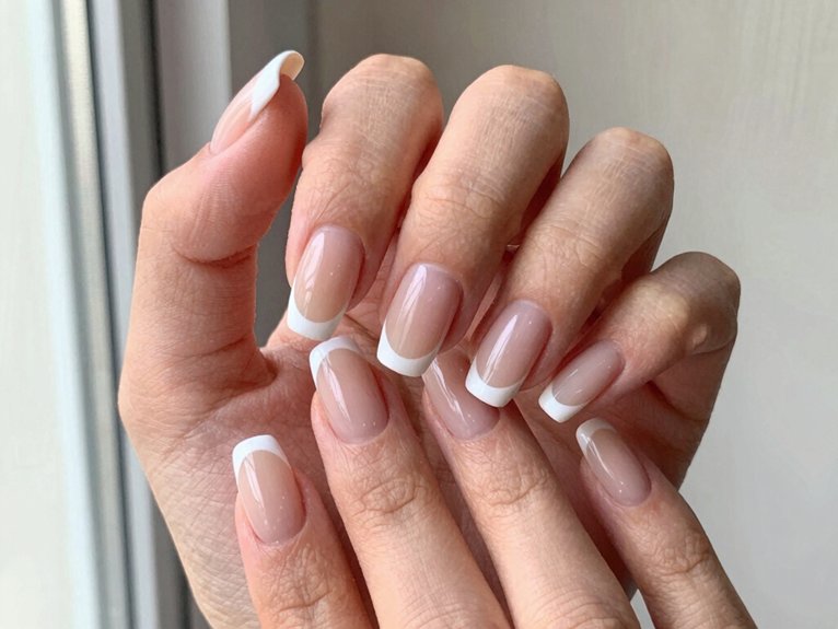White French Tip Nails That Feel Clean and Timeless 3 sheer base white tape tips
