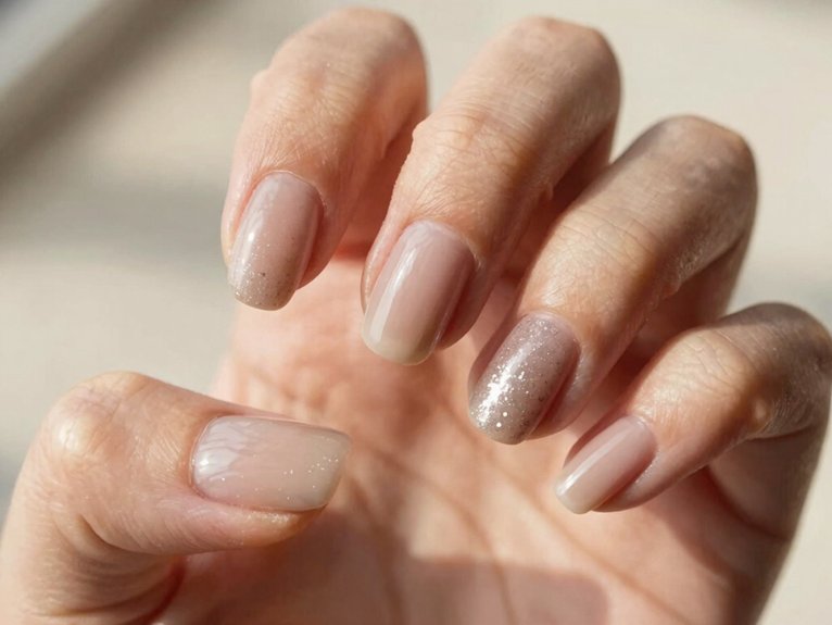 Neutral Spring Nails That Always Look Effortless 10 sheer ultra shiny nude gem nails