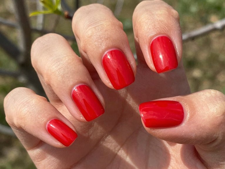Spring Nails in Red That Look Bold Yet Seasonal 29 short cherry red spring nails