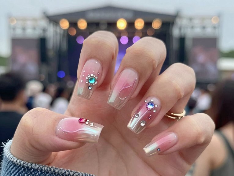Country Concert Nails That Feel Bold and Fun 15 silver velvet disco glam nails