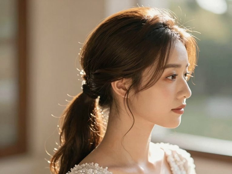 Wedding Guest Hairstyles That Look Elegant and Effortless 2 sleek center part midi ponytail