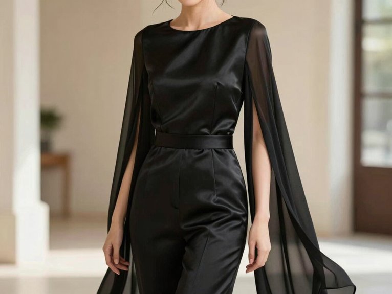 Black Tie Wedding Guest Dresses That Feel Sophisticated 19 sleek floor skimming black tie jumpsuit