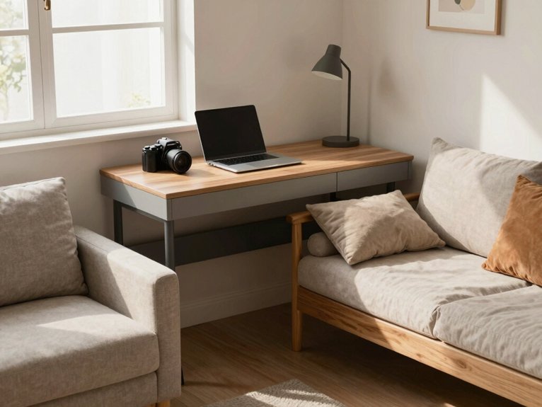 slim corner desk setup