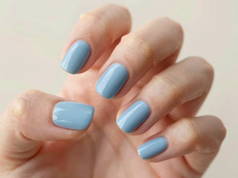 Solid Color Spring Nails That Look Clean and Chic 7 soft baby blue french tips