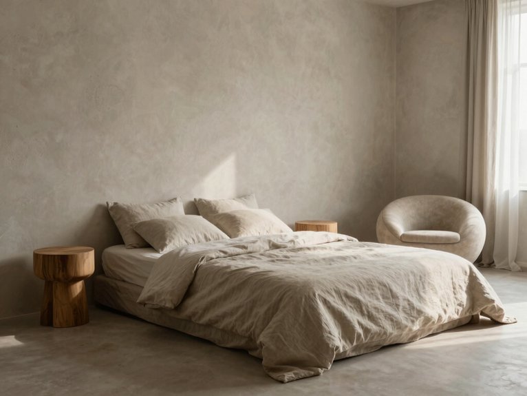 12 Minimalist Wabi-Sabi Bedroom Design Ideas for a Calm and Intentional Space 10 soft hand carved organic furniture