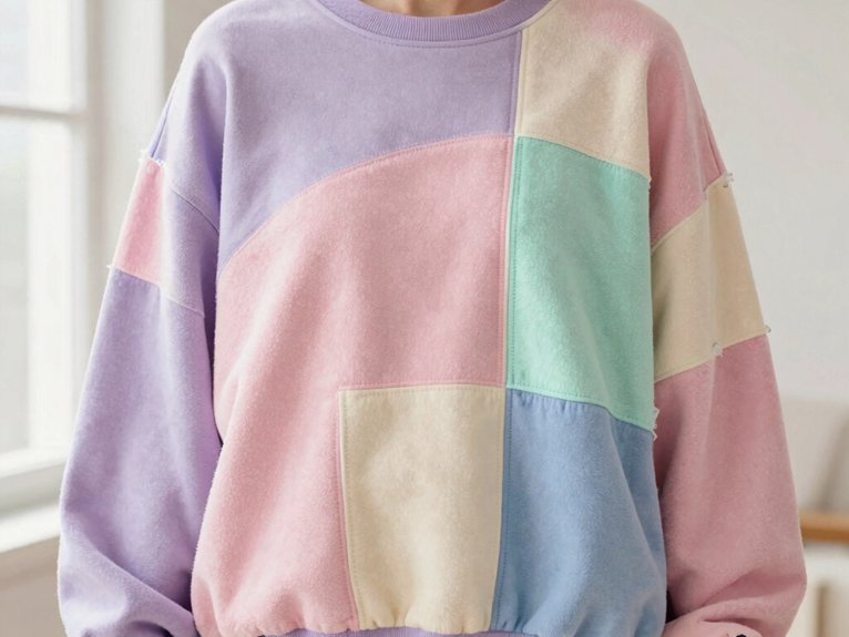 soft pastel patchwork hoodie
