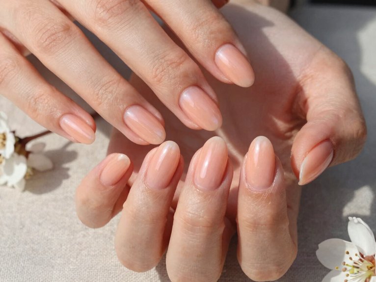 April Nails That Feel Fresh and On-Trend 6 soft peach milky glazed nails