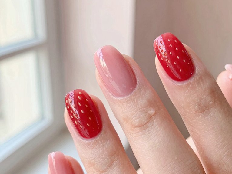 Red Spring Nails That Feel Fresh Not Heavy 5 soft pink strawberry accent nails