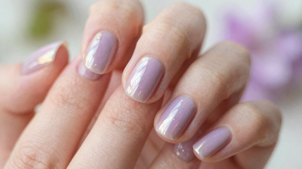 soft trendy lilac chrome nails