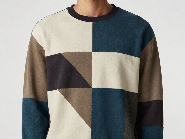 structured geometric patchwork hoodie