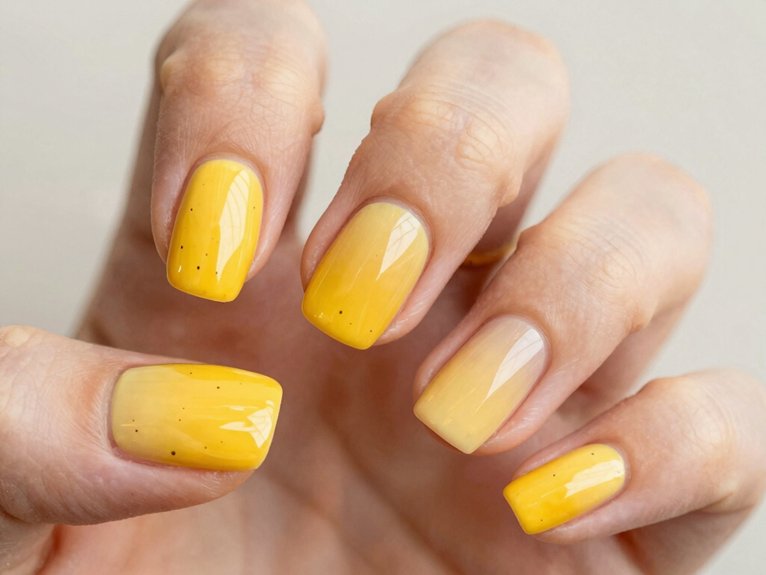 Yellow Blueberry Nails That Feel Playful and Unique 7 sunlit soft yellow ombr fade