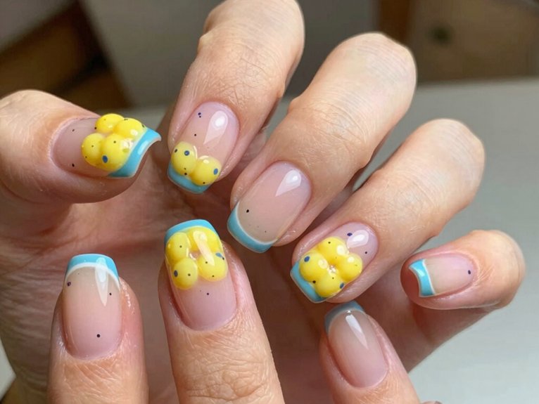 Yellow Blueberry Nails That Feel Fun and Unexpected 5 sunny blueberry french tips