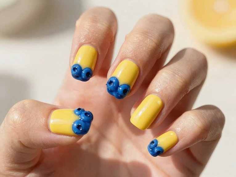 Yellow Blueberry Nails That Feel Playful and Unique 3 sunny butter yellow berry base