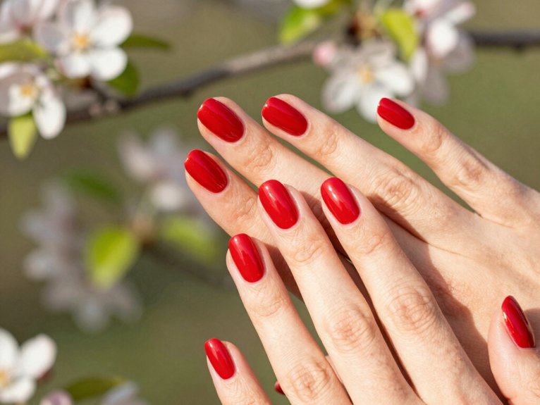 Red Spring Nails That Feel Bright and Seasonal 1 sunny fruit red spring glow