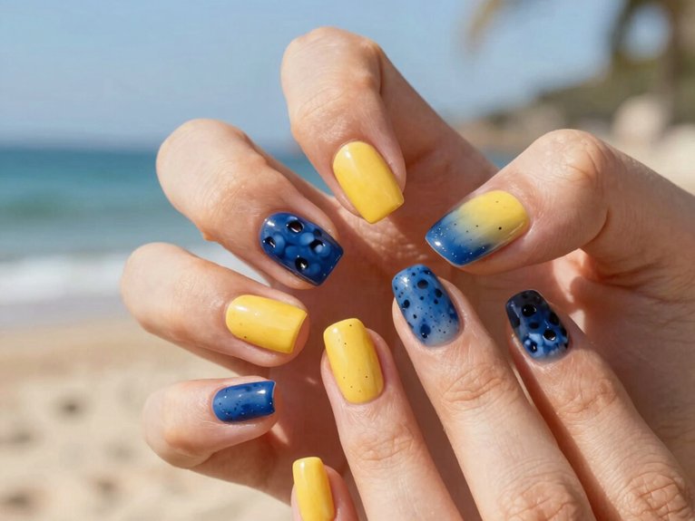 Yellow Blueberry Nails That Feel Playful and Unique 27 sunny yellow blueberry nail art